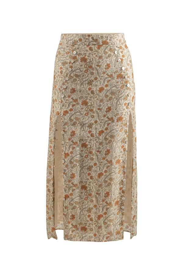 Falda midi estampada con aberturas